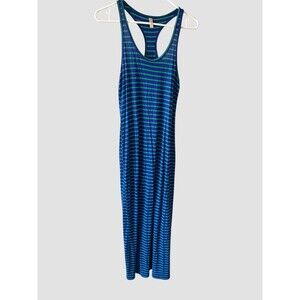 Hot Luxx Couture Women Blue Striped Casual Maxi Dress Size Small Racerback